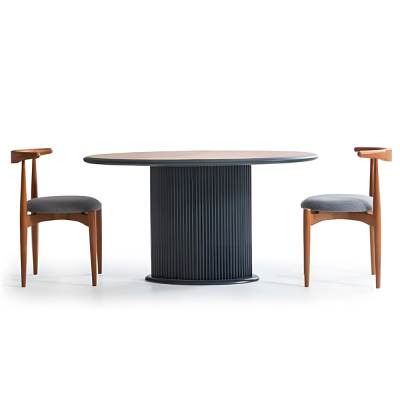 Mesa de comedor de madera de 140 cm en color gris para comedor.