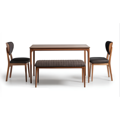 Mesa de comedor clásica de madera marrón de 130 cm.