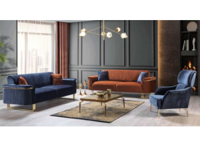 Conjunto de asientos de sala de estar moderna, diseñador de sofá de 3 plazas y sillón.