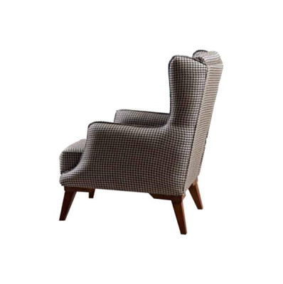 Sillón cuadrado acolchado de un solo asiento en gris para sala de estar en textil.