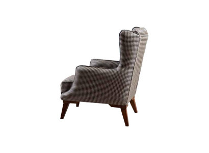 Sillón cuadrado acolchado de un solo asiento en gris para sala de estar en textil.