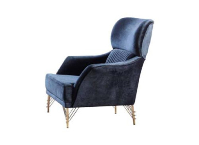 Sillón moderno azul para sala de estar, sillón de tela elegante y moderno de una sola plaza.