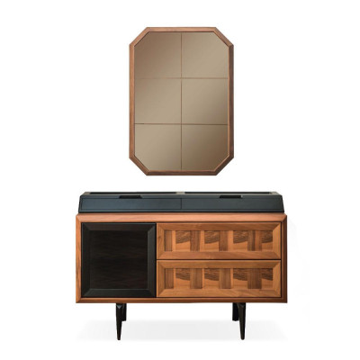 Muebles de dormitorio únicos Marco de cama de lujo Mesitas de noche Consola