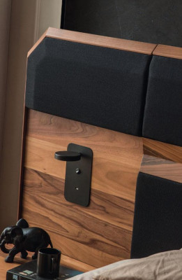 Muebles de dormitorio únicos Marco de cama de lujo Mesitas de noche Consola