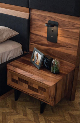Muebles de dormitorio únicos Marco de cama de lujo Mesitas de noche Consola