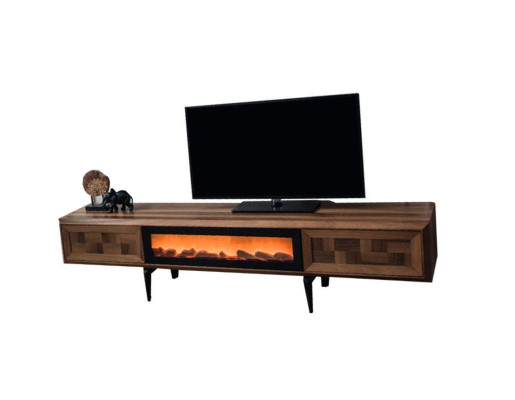 Conjunto de muebles de pared de sala de estar marrón Diseñador soporte de TV RTV Estantes de madera LED