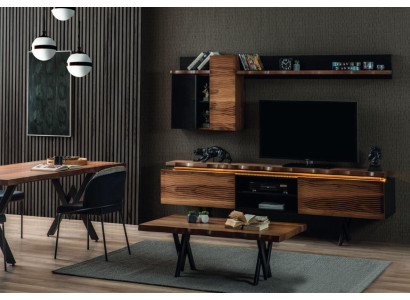 Mueble de salón de lujo, armario de pared, soporte de TV, mesa de centro de 3 piezas.