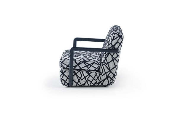 Sillón de salón gris y negro, diseñador, 1 plaza, sillón de lujo.