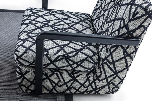 Sillón de salón gris y negro, diseñador, 1 plaza, sillón de lujo.