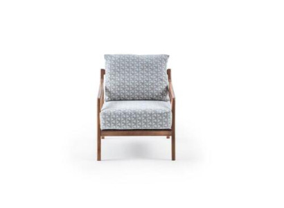 Sala de estar Sillón con estructura de madera blanca Roubster Tela Sillón individual elegante