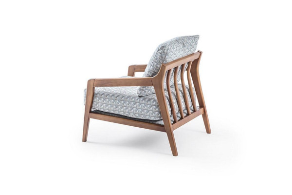 Sala de estar Sillón con estructura de madera blanca Roubster Tela Sillón individual elegante