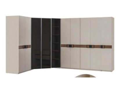 Moderno armario de esquina blanco, estantería de diseño, armario de madera, mueble de lujo.