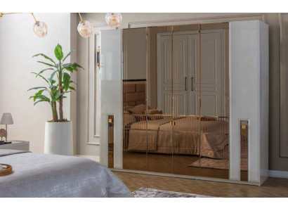 Lujo Armario blanco de dormitorio Armario de cristal Muebles de madera