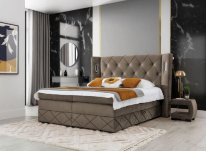 2x Mesitas de noche Dormitorio Completo 3 piezas Cama de lujo Moderna Decoración de madera