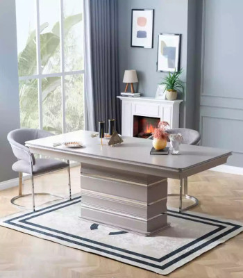 Mesa 6 sillas Aparador Espejo Conjunto de comedor de 9 piezas Grupo de mobiliario