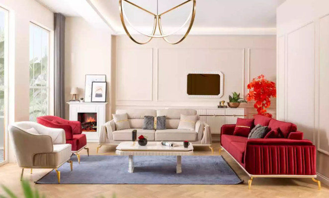 Conjunto de Sofá para Sala de Estar Set 3+3+1 Sofá Juego de Muebles para Sala