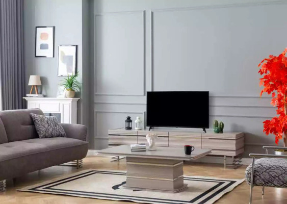 Conjunto de muebles de salón: mueble de TV, soporte para TV y mesa de centro. ¡Práctico para la sala de estar!