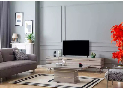 Conjunto de muebles de salón: mueble de TV, soporte para TV y mesa de centro. ¡Práctico para la sala de estar!