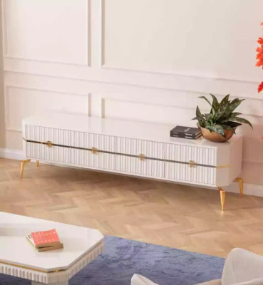 Mesa de centro Aparador de 2 piezas Muebles de sala Mesa Bajo nuevo blanco