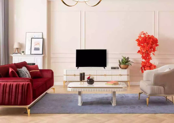 Mesa de centro Aparador de 2 piezas Muebles de sala Mesa Bajo nuevo blanco