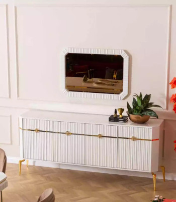 Aparador espejo muebles de diseño Consola madera Sala de estar diseñador