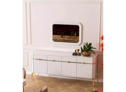 Aparador espejo muebles de diseño Consola madera Sala de estar diseñador