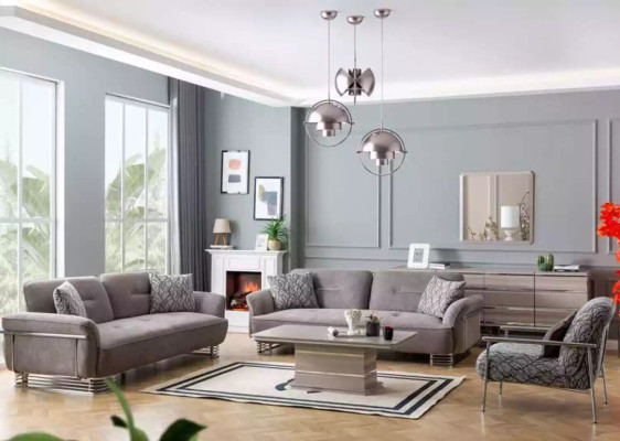 Conjunto de sofá 3+3+1 Plaza Sala de estar Set Juego moderno Nuevo Muebles de lujo