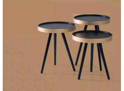 Mesa auxiliar elegante Mesa de centro Mesa de café Redonda Madera nueva Negra