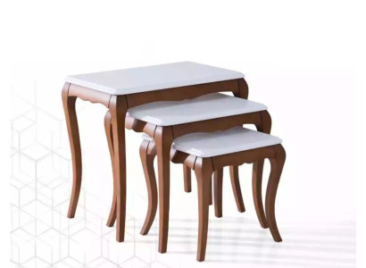 Mesa auxiliar 3x Sala de estar Muebles Material Madera blanco Diseño Moderno