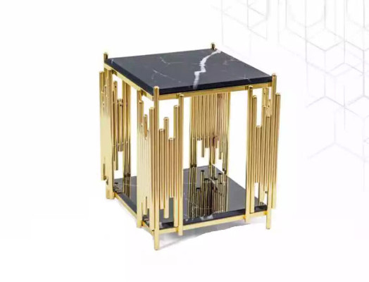 Mesa auxiliar de sala de estar Material de muebles de acero inoxidable negro Diseño