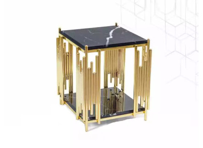 Mesa auxiliar de sala de estar Material de muebles de acero inoxidable negro Diseño