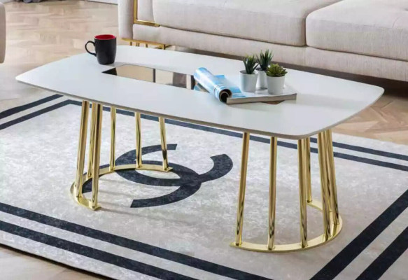 Mesa de centro blanca Moderna Mueble de salón Mesa Diseño de lujo nuevo Lujo