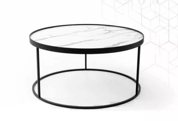 Mesa de centro de lujo para sala de estar en negro diseño de mesa auxiliar.