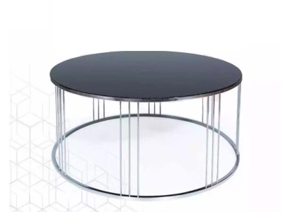 Mesa de centro de lujo, negro nuevo, diseño moderno para sala de estar, acero inoxidable.