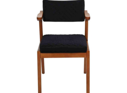 Sillón marrón-negro de una plaza con reposabrazos, sillas de comedor de diseñador nuevas.
