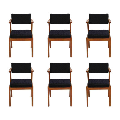 Silla de comedor de lujo moderna de madera 6 sillas negras de diseño de muebles