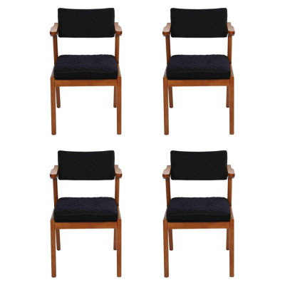 Mesa de comedor Silla Madera Moderna Muebles 4 Sillas Negro Diseño de Lujo Mobiliario