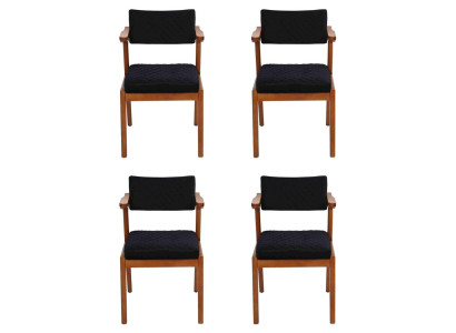 Mesa de comedor Silla Madera Moderna Muebles 4 Sillas Negro Diseño de Lujo Mobiliario