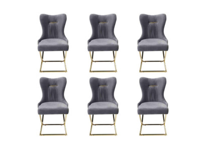 Elegante comedor 6 sillas Sillón de lujo Silla gris Sillón Muebles de sala nuevos