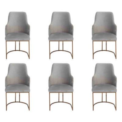 Sillas de comedor grises de lujo elegantes Sillas de cocina Moderno diseño 6x sillas nuevas