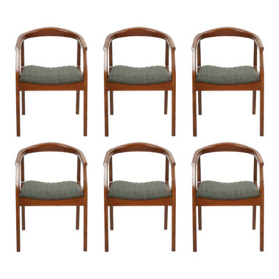 Silla de diseño marrón para sala de estar y comedor, de madera, 6 sillas acolchadas nuevas.