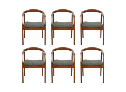 Silla de diseño marrón para sala de estar y comedor, de madera, 6 sillas acolchadas nuevas.