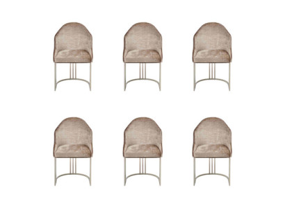 Silla de comedor de lujo 6x sillas Diseño textil Metal muebles de silla contemporáneos