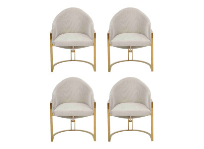 Modernos 4 sillas tapizadas de comedor de metal blanco elegantes.