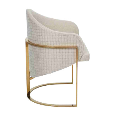 Modernos 4 sillas tapizadas de comedor de metal blanco elegantes.