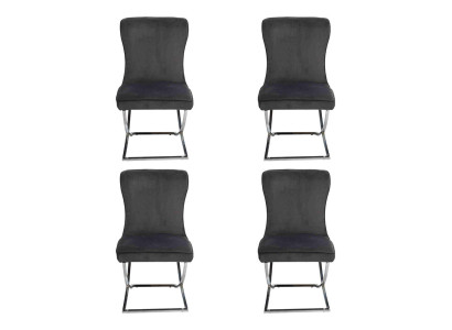 Chesterfield Schwarz 4x sillas sin reposabrazos estructura de metal sillas de comedor
