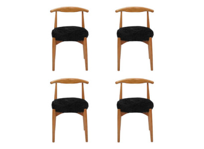 Comedor moderno de madera 4 sillas marrones Sin reposabrazos Diseño de silla tapizada.