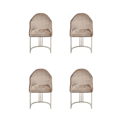 Silla de comedor de lujo 4x sillas Diseño textil Metal moderno Muebles de silla