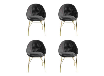 Diseño de lujo Negro 4 sillas Sin reposabrazos Comedor Muebles modernos