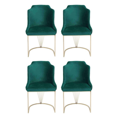 Silla de comedor verde de diseñador 4 sillas Asiento individual de lujo comedor moderno